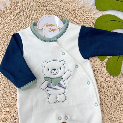 Macacão  Trape Zape - Ursinho de bandana marinho